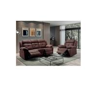 Salon complet Altobuy FABARES - Canapé 3 Places + Fauteuil Relax Electrique Chocolat -