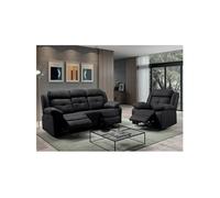 FABARES - Canapé 3 Places + Fauteuil Relax Electrique Gris - CHITRA_Pack