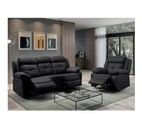 FABARES - Canapé 3 Places + Fauteuil Relax Electrique Gris - CHITRA_Pack Gris G