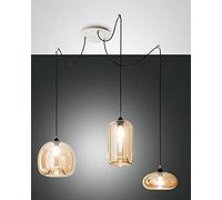 Fabas Luce 3496 - 47 - 125 Suspension Fiona en verre soufflé Color Ambre 3 x 60 W E27