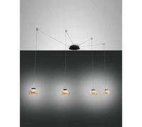FABAS LUCE 3547-49-125 Suspension Arabella LED Structure en métal et verre soufflé Ambre LED dimmable