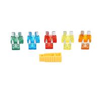 Fabater 50 Pièces Kit de Fusibles à Lame pour Voiture, 5A 10A 15A 20A | Assortiment de disjoncteurs automobiles, broches en alliage de Zinc, boîte de rangement transparente, code couleur,
