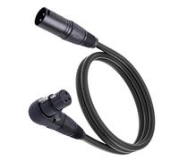 Fabater Adaptateur de Câble D'extension XLR pour Microphone, Connecteur XLR Femelle coudé à 90° vers Connecteur Mâle Droit à 3 Broches avec Verrouillage Automatique pour Interface de (1,8 mètres)