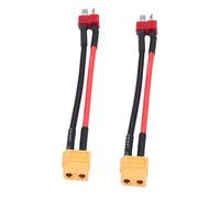 Fabater Adaptateur de Prise en Silicone Flexible 2 Pièces/Ensemble 4 Types XT60 à T, Câble de Connecteur, Accessoires RC 10cm 14awg (Prise en T mâle vers XT60 Femelle)