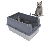 Fabater Bac à litière fermé en Acier Inoxydable pour Chat, Extra Grande 23,62x15.75x5.91 Pouce de Bac à litière métallique pour Chat, Bords Hauts, Anti-éclaboussures, Nettoyage Facile