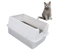 Fabater Bac à litière fermé en Acier Inoxydable pour Chat, Extra Grande 23,62x15.75x5.91 Pouce de Bac à litière métallique pour Chat, Bords Hauts, Anti-éclaboussures, Nettoyage Facile
