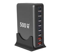 Fabater Bloc de Chargeur USB C 500 W, Station de Charge Rapide GaN III 8 Ports avec Deux Ports PD PPS 100 W, 4 X 65 PD PPS, 2 X 20 QC, pour Pro Ordinateur Portable Tablette (EU)
