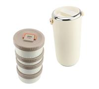 Fabater Bocal Isotherme, boîte à Lunch Isotherme empilable à 4 Niveaux, Garde Les Aliments au Chaud Pendant 6 à 8 Heures, récipient Alimentaire en Acier Inoxydable de 3,4 L, Large (White)