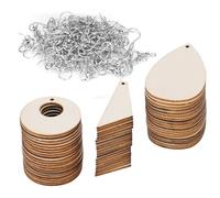 Fabater Boucles d'oreilles en Bois Inachevées en Forme de Larme Vierge, Pendentifs Faits à la Main, 30 Paires de Boucles d'oreilles en Forme de Larme en Bois pour la Fabrication de Bijoux,