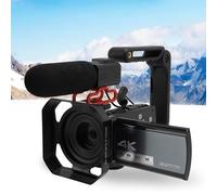 Fabater Caméscope Vidéo 4K, Caméra Vlogging 30 MP pour Youtube, Zoom 30X, Caméscope à écran Rotatif de 3,5 Pouces à 270 Degrés avec Microphone, Stabilisateur, Pare-Soleil, Télécommande