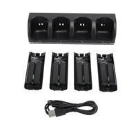 Fabater Chargeur de Télécommande pour, Station de Charge avec 4 Batteries Rechargeables de 2800 MAh, Câble USB pour Télécommande (contrôleurs Non Inclus) (Black)