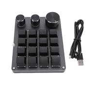 Fabater Clavier Mécanique à Une Main, Clavier Programmable à 16 Touches avec 3 Boutons et Lumière LED, Mini de Jeu, pavé Macro Filaire pour Raccourci, Graphiques, PC (Black)