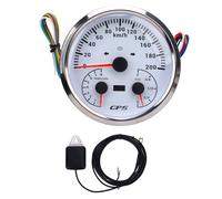 Fabater Compteur de Vitesse GPS 110 Mm, Tachymètre, Odomètre Numérique, Jauge Multifonction 3 en 1, 0-200 Km/h avec Tachymètre 8 000 Tr/min, Jauge de Niveau de (Cadran blanc lunette argentée CXA098)