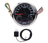 Fabater Compteur de Vitesse GPS 110 Mm, Tachymètre, Odomètre Numérique, Jauge Multifonction 3 en 1, 0-200 Km/h avec Tachymètre 8 000 Tr/min, Jauge de Niveau de (Cadran noir lunette argentée CXA097)