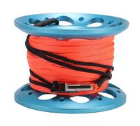 Fabater Dévidoir de plongée sous-Marine, Bobine en Alliage d'aluminium pour épaves et grottes, avec Fil Haute visibilité de 15 m et Mousqueton à Double extrémité, pour Les activités (Blue)