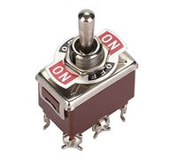 Fabater DPDT Interrupteur à Bascule 6 Broches 3 Positions 15 A 250 V On Off On Commande Manuelle Valve Mécanique, Interrupteur à Bouton Rond en Métal, Trou de Montage de 12 Mm, Compact et Léger pour