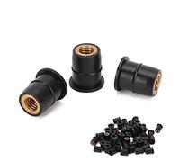 Fabater Écrou de Puits de Pare-brise de Moto, Paquet de 50 écrous de Puits en Caoutchouc M6x0,8 Mm, écrou de d'isolation Universel contre les Vibrations, avec Captif en Laiton pour Corps de