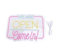 Fabater Enseigne au Néon LED, Décoration Murale Accrocheuse pour Bars et Magasins, Alimentée par USB, We Are Open Come In, Décoration de Pièce Esthétique pour Restaurants et Cafés, Acrylique Noir