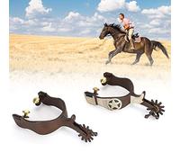Fabater Éperons de Cheval équestre avec Sculpture à la Main éperons de Botte de Cowboy en Acier à Faible Teneur en Carbone Décoration Argentée pour la Compétition d'entraînement de Chevaux de