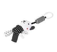 Fabater Hochet Suspendu pour bébé, 13,4x4,7 Pouces, Tissu Peluche, | Mobile de berceau de poussette pour bébé, bande blanche noire, oreilles froissées, animal brodé, développement visuel, 3
