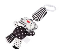 Fabater Hochet Suspendu pour bébé, 13,4x4,7 Pouces, Tissu Peluche, | Mobile de berceau de poussette pour bébé, bande blanche noire, oreilles froissées, animal brodé, développement visuel, 3