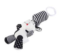 Fabater Hochet Suspendu pour bébé, 13,4x4,7 Pouces, Tissu Peluche, | Mobile de berceau de poussette pour bébé, bande blanche noire, oreilles froissées, animal brodé, développement visuel, 3