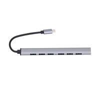 Fabater Hub USB-C, Adaptateur Multiport Ethernet 7 en 1, Hub Ultra-Mince avec Connecteur Type-C, Transfert de Données de 500 Mbit/s, Station d'accueil avec 6 Ports USB 2.0