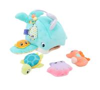 Fabater Jouet de Poisson pour bébé, Mécanisme Interactif de Gros Poisson Mange de Petits Poissons, Stimulation Sensorielle, Jouet Sensoriel pour bébé, Structure Multicouche avec Hochet en Papier