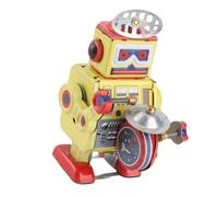 Fabater Jouet Robot à Remonter, Construction en Fer Rétro, Robot Vintage, Horloge Fabriquée à la Main avec Bras Oscillants et Action de Tambour pour Décoration de café, Bar, Restaurant
