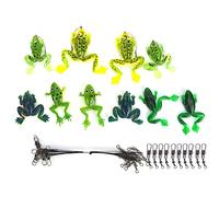 Fabater Kit d'accessoires de Pêche pour Leurres de Grenouille, 10 Pièces, Grenouilles de Pêche en Plastique Souple avec Connecteurs de Fil Anti-Morsure, Action de Natation Réaliste, Yeux 3D pour Bar,