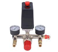 Fabater Kit de Valve de Pression de Compresseur d'air, Pressostat Réglable 90-120 PSI avec Régulateur de Collecteur, Contrôle Automatique AC 100-240 V, Bouton de Commutation Rouge, 2 Jauges 0-180 PSI