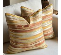 Fabater Lot de 2 Housses de Coussin Bohèmes en Polyester Jaune Doux et Respirant avec Texture Unique pour canapé, Lit, Salon (45,7x45,7 cm / 18x18 Pouces)