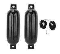 Fabater Lot de 2 Pare-Chocs Gonflables pour Quai avec Cordes, Bouées Gonflables pour Bateaux Marins à Nervures, Bouées pour Amarrage, Pontons, Yachts, Navires (Black)