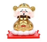 Fabater Lot de 2 Statues du Dieu de la Richesse, Décoration d'argent Feng Shui de 5,1 Cm avec Panneau Solaire intégré, Petite Figurine Solaire Ondulée CAI Shen pour Décoration (Gold)
