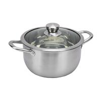 Fabater Marmite en Acier Inoxydable, Marmite à Fond Triple Couche Robuste, à Induction avec Couvercle en Verre Transparent et Doubles Poignées pour Cuisinière à Gaz, Tables de Cuisson électriques