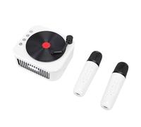 Fabater Mini Machine de karaoké avec Haut-Parleur Bluetooth, 2 Micros sans Fil pour Enfants et Adultes Lors des Fêtes d'anniversaire et des Réunions de Famille (White)