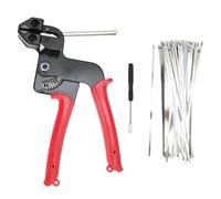 Fabater Outil de Cravate de Câble, Pistolet à Cravate à Fermeture éclair en Acier Inoxydable avec des Attaches Auto-verrouillables de 100pcs, des Liens de Câbles Outil de Coupe (rouge)