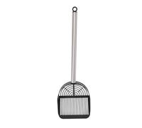 Fabater Pelle à Litière pour Chat, Conception Demi-Ronde à Long Manche en Acier Inoxydable avec Ramassage Efficace des Déchets d'animaux pour Les Bacs à Litière et Les Plages (Black)