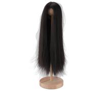 Fabater Perruque de Poupée 1/4 pour 7-8 Pouces, Perruque Longue et Droite à Découper Soi-même, de Poupée Articulée en Soie Douce à Haute Température avec Cuir Chevelu simulé (Noir normal)