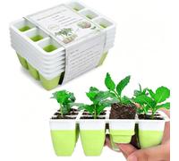 Fabater Plateaux de Semis, Kit de Démarrage pour Semis, Lot de 5, 12 Cellules par Plateau, for Culture Intérieure et Mini Serre de Propagation avec Base à Trous de Drainage (jaune fluo)