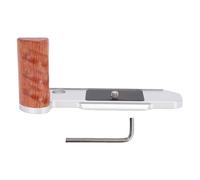 Fabater Poignée en Forme de L pour Appareil Photo FM2, Poignée en Bois, Plaque à Dégagement Rapide, Base en Alliage D'aluminium Léger, Compatible avec FM2 pour Support de Trépied (Silver)