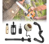Fabater pour MS180 MS170 018 017 Pompe à Huile de Tronçonneuse Transmission Filtre de Tuyau de Carburant - Kit, Argent Mental, adapté aux Journaux Professionnels