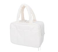 Fabater Puffy Grand Organisateur de Maquillage/cosmétiques Léger avec Poignée pour Trousse de Toilette de Voyage Essentials Femme Blanc Lait
