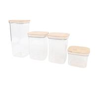 Fabater Récipients Carrés en Plastique Transparent, Récipients Hermétiques avec Couvercles en Bois de Bambou, Stockage Efficace et étanche pour les Grains de café, Adaptés à Toutes les Cuisines, (#2)