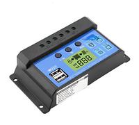 Fabater Régulateur de Charge Solaire PWM 12 V 24 V Double USB, écran LCD 10 A, Gestion de Charge en 3 étapes avec Protection contre les Surintensités, Micro Contrôleur Industriel pour Batteries au