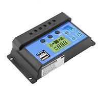 Fabater Régulateur de Charge Solaire PWM 12 V 24 V Double USB, écran LCD 10 A, Gestion de Charge en 3 étapes avec Protection contre les Surintensités, Micro Contrôleur Industriel pour Batteries au