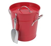 Fabater Seau à Glace Rond avec Pelle à Glace, Bac à Bière en Plastique galvanisé pour Bar, Maison, Cuve de Stockage de Vin Isolée à Double Paroi avec Poignée, Seau à Facile à Nettoyer sans BPA (rouge)
