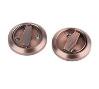 Fabater Serrure de Porte à Poignée Annulaire en Acier Inoxydable 304, Accessoires Robustes pour Toutes les Portes en Bois et en Acier, Accès à la Salle de Bain, Rouge bronzeargenté, Serrure Double