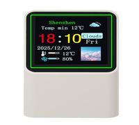 Fabater Station Météo Intelligente WiFi, Horloge de Bureau à luminosité Réglable avec Mode Nuit et Mises à Jour Météo en Temps Réel, Petite Horloge Numérique pour la Décoration