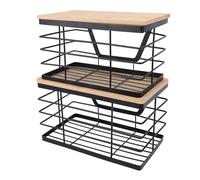 Fabater Support de Sac Poubelle avec Couvercle en Bois, Rangement Empilable pour Cuisine et Buanderie, Ensemble de 2 Supports pour Sacs de 13 à 33 Gallons, Métal et Bois